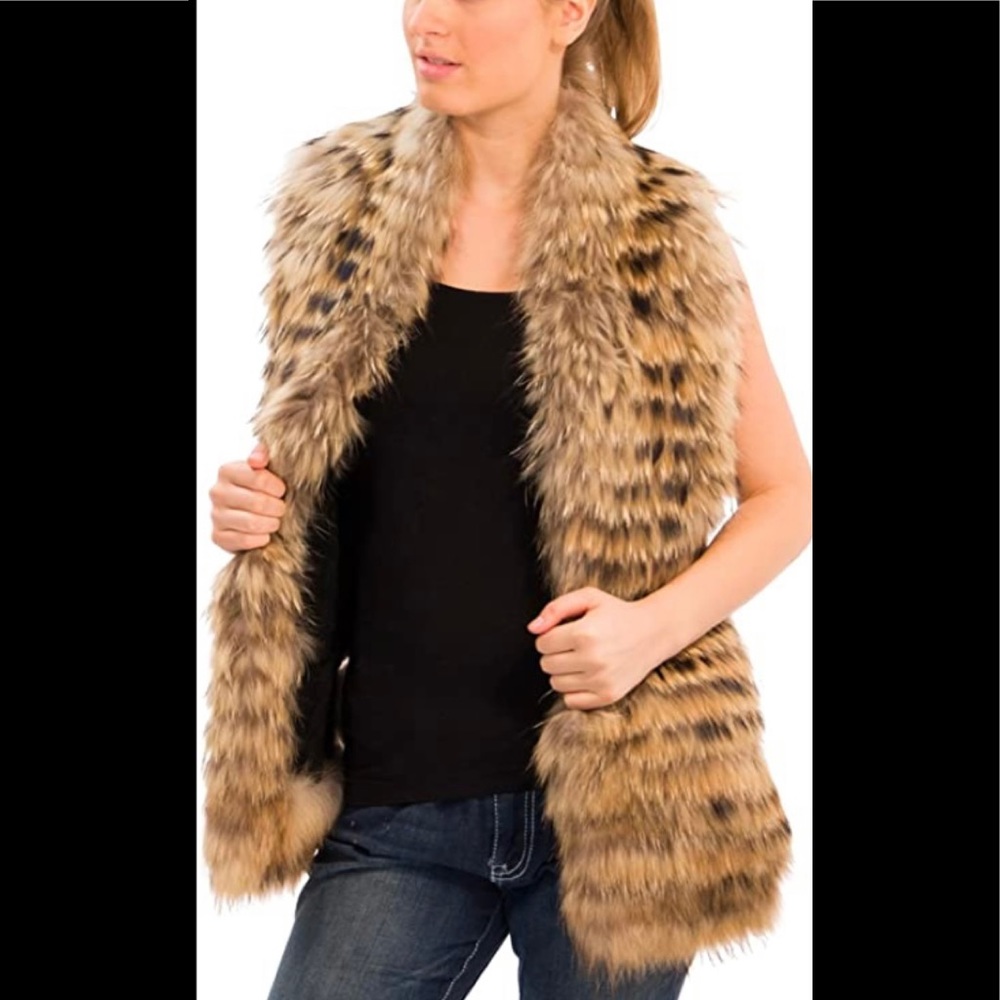 Alice + Olivia gorgeous raccoon vest